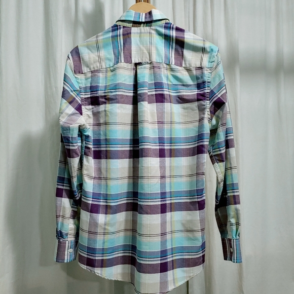 Plaid blue purple button down shirt Host Pick - Picture 2 of 4